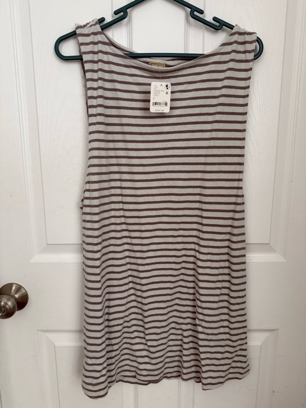 Free People Striped Tank Top - Taupe and Cream
